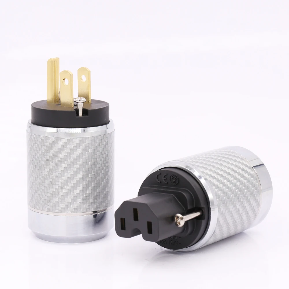 

Factory Directly Offer Carbon Fiber Gold Plated US AC Power Plug Audio Female Connector hifi