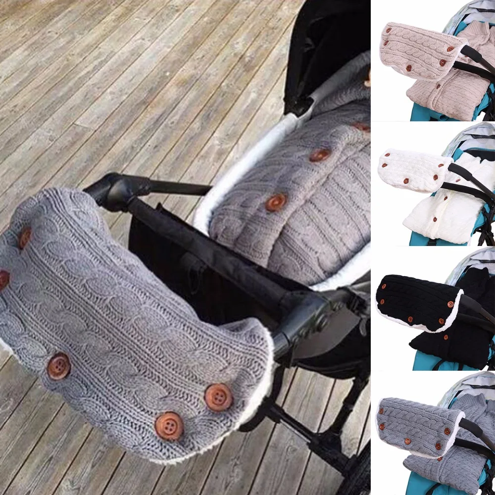 Пеленка для новорожденных, вязаный конверт, спальный мешок для малышей, зимний спальный мешок для коляски, детское теплое Пеленальное Одеяло с чехлом для перчаток