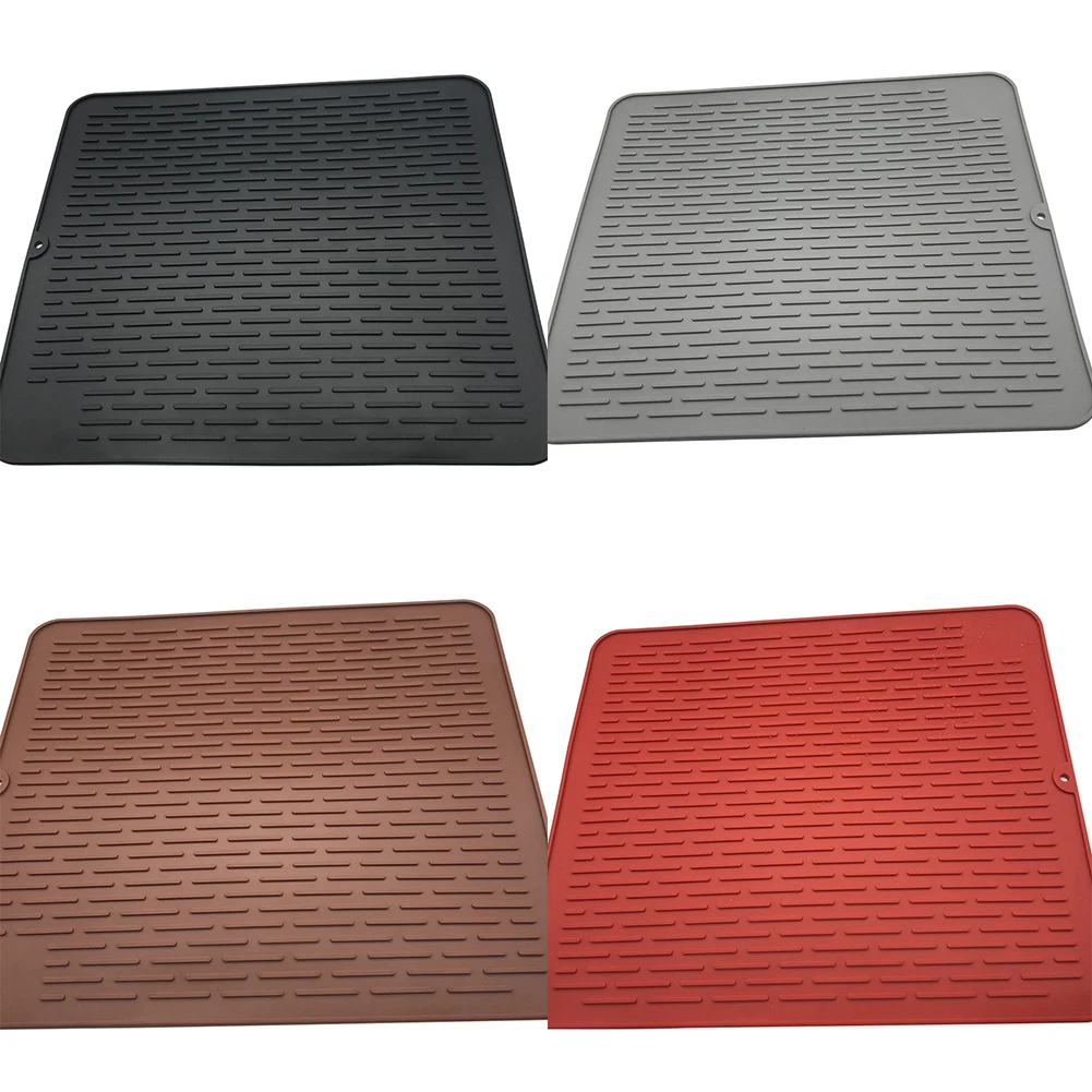 Hot 45x40cm Silicone Drying Mat Heat Resistant Non-toxic Anti-scald Dish Cup Table Draining Pad Can roll up Placemat For Kitchen