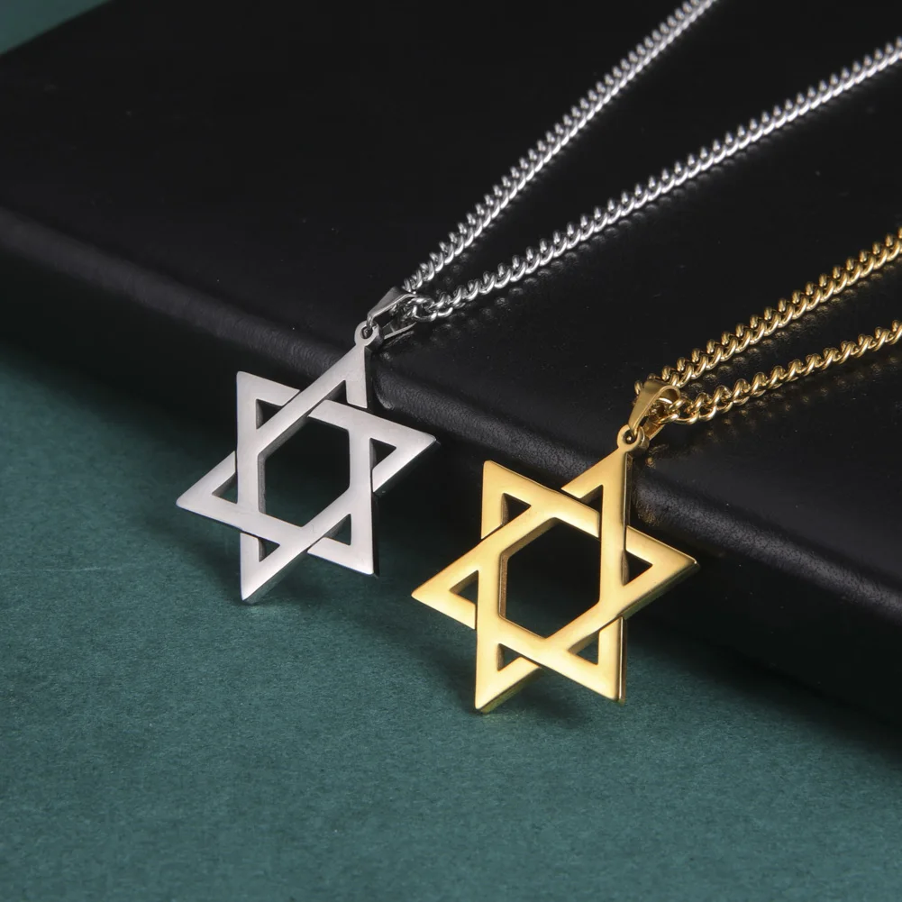 argent étoile de David pendentif sur chaîne Collier transparent