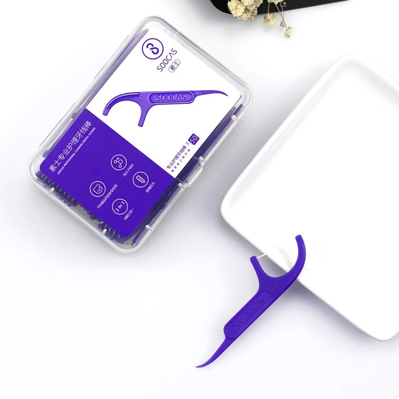 50 unid/caja mijia Soocas Dental Foss recoger dientes palillo mondadientes de Cuidado Oral diseño ergonómico de la FDA prueba de grado de alimentos en Stock