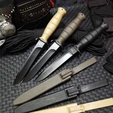 8cr13mov couteau militaire droit en titane noir, lame fixe, Camping en plein air, outil de survie Portable tactique avec gaine K