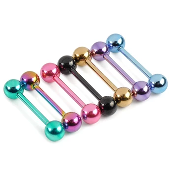 

7 Pcs/Set Multicolor Tounge Rings Piercing Body Jewelry Plated Stainless Steel Mixed Colors Women Men Jewelry Valentines Gift