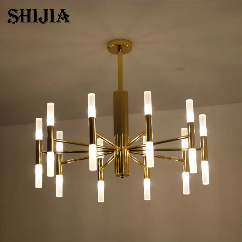 

Art Deco Living Room Loft Decoration LED Tube Double Head Chandelier