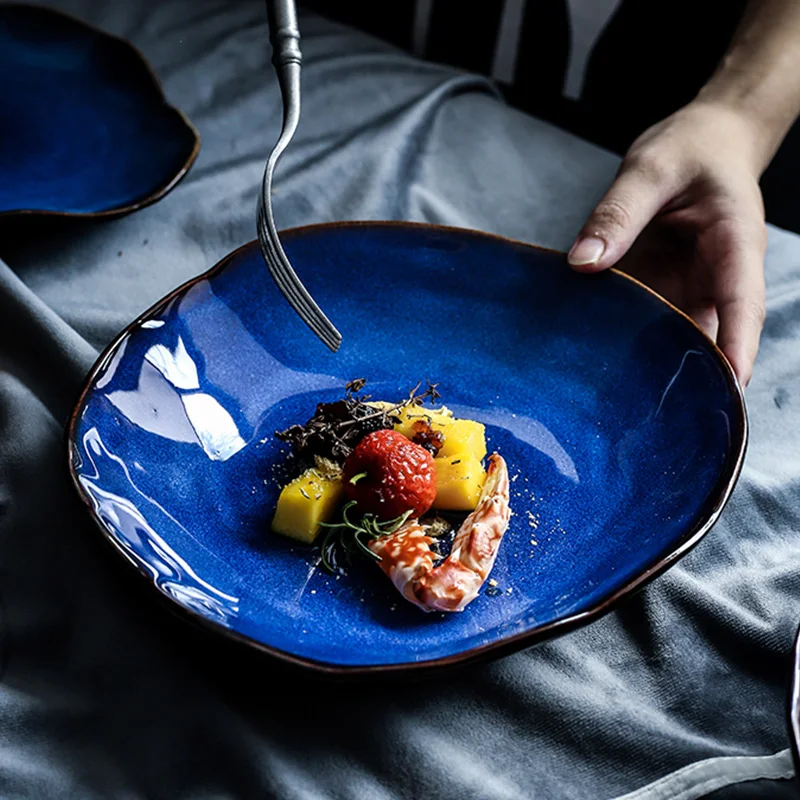 Japanese Style Ceramic Dishes Household Irregular Rice Plates Salad Fruit Dishes Plate Tableware ANTOWALL