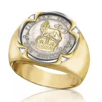 Heißer Verkauf Goldene Zwei-ton Dominierenden Löwen König Crown Eingravierten Wörter männer Metall Ring für Party Schmuck Größe 6-14