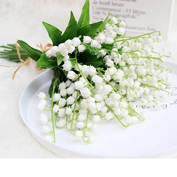 

12pcs Wedding Bouquets Accessories Simulation Lily of the Valley Plastic Fake Flowers Home Living Room Bedroom Decoration