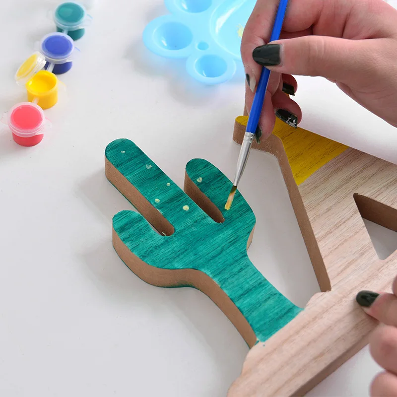 

DIY Paint Your Own Wooden Decoration For Home Room Painting Graffiti Toys For Children Manual Painting Educational Wood Craft