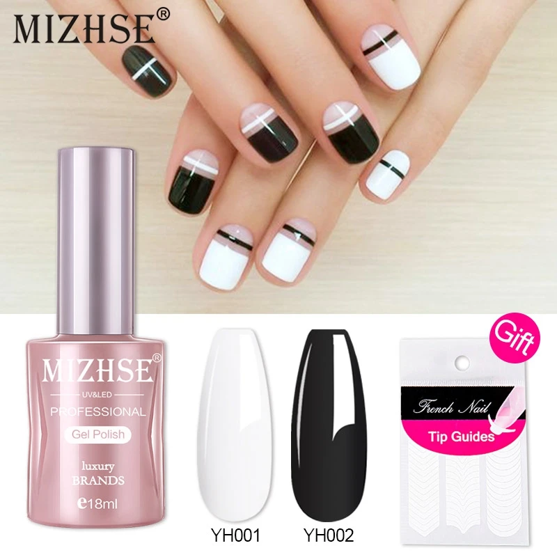 MIZHSE Black7 & Белый цвет французский маникюрный набор наконечник направляющие