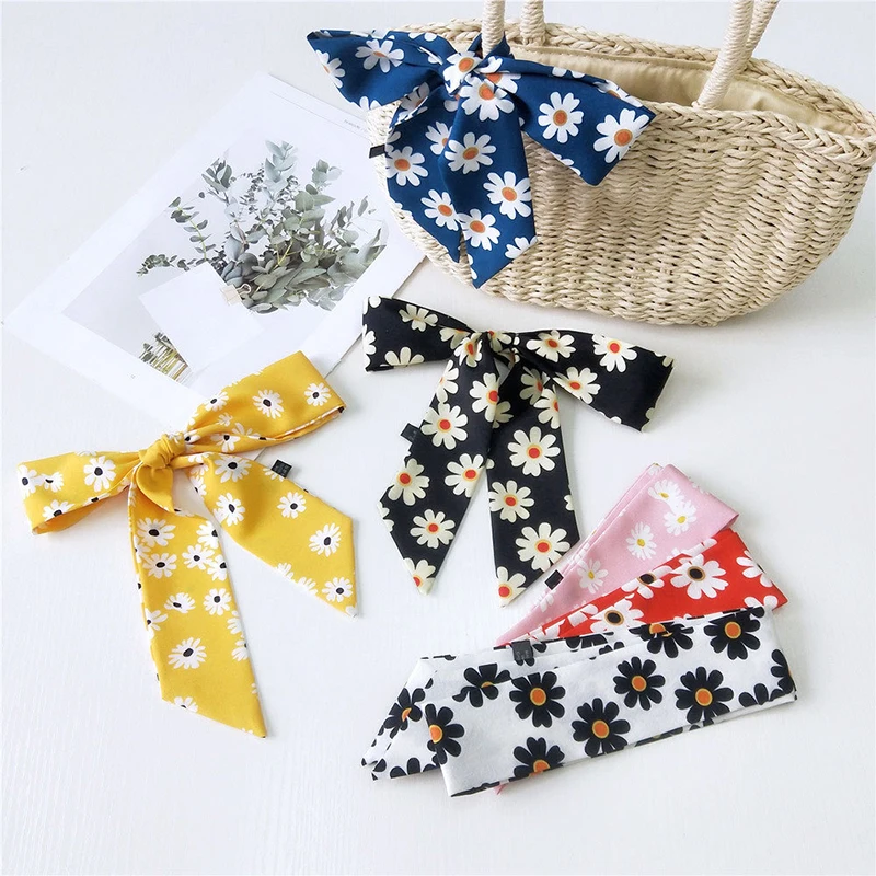 

Neckerchief Daisy Scarves Charming Bag Belt Fashion Silk-like Scarves Riband Scarves Floral Hats Bags Neck Accessory Neckerchief