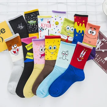 

Sponge Socks Bob Women Short Socks Crew Long Basketball Socks Cartoon Character Squarepants Patrick Star Socks Cotton Unisex men