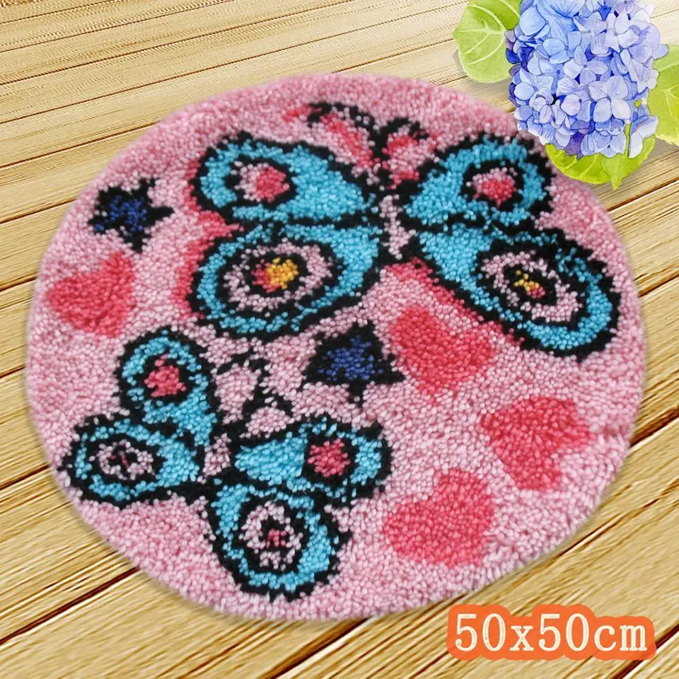 YOOTOM Kussenkits met knoophaken, voor kinderen, doe-het-zelf knooptapijt, om zelf te knopen, kussenovertrek, tapijt, borduurset, 43 x 43 cm YOOTOM Kussenkits met knoophaken, voor kinderen, doe-het-zelf knooptapijt, om zelf te knopen, kussenovertrek, tapijt, borduurset, 43 x 43 cm