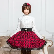 Милые Юбки принцессы в стиле Лолиты; Японская оригинальная Милая юбка в стиле ретро; юбка средней длины с тонким поясом; плиссированная юбка с принтом; GZWY004