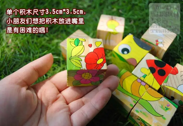 Бесплатная доставка детский деревянный 3D пазл шестисторонний пазл/набор из 9