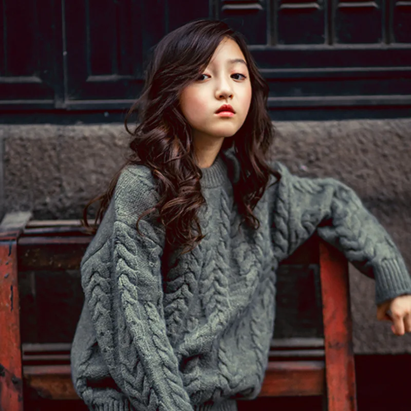 

Girls Autumn Winter 2019 Sweater Children Wear Loose Sweater Tee Girls Round-collar Baby Girl Sweaters Winter Clothes Knitwear