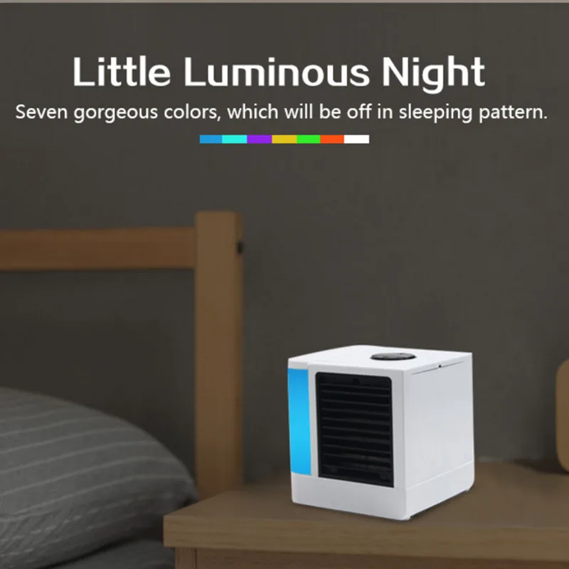

USB Mini Portable LCD Air Conditioner Humidifier Purifier Light Desktop Air Cooling Fan Air Cooler Fan for Office Home 7 Colors