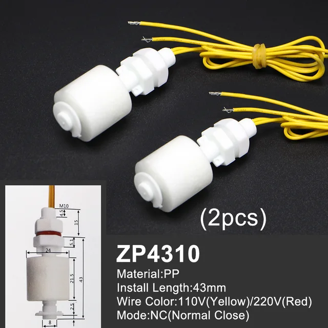 Free Shipping 1 Piece Float Switch Mini Type Poly Propy Water Level Liquid Sensor Normal Close ZP2508-ZP15010 2PCS-ZP4310