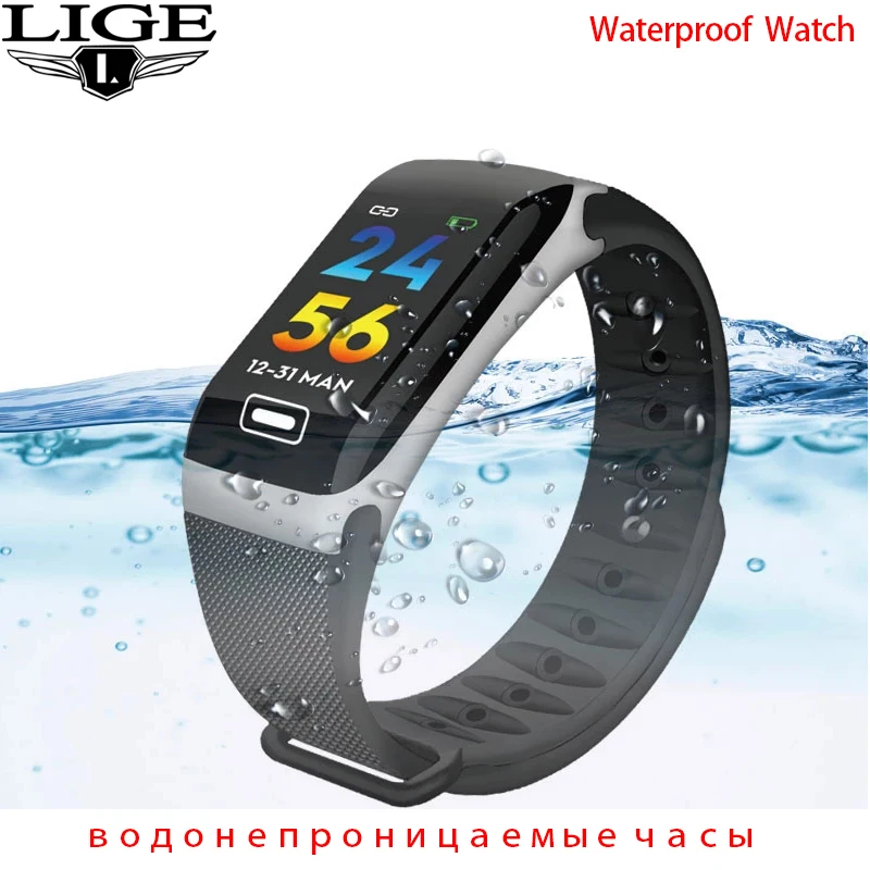 LIGE 2021 New Smart Watch Men Women Heart Rate Blood Pressure Pedometer Multi-function Waterproof Smartwatch For Android IOS+Box