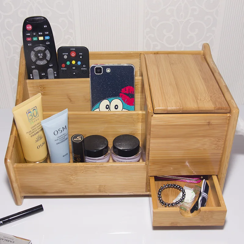 

Moso Bamboo Makeup Storage Box Desktop Storage Box Storage Shelf Multifunctional Storage Box Special Offer Customizable Logo