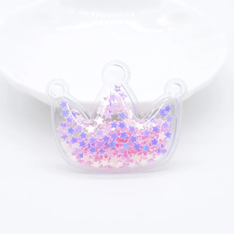 Pink 32 шт., 38*30 мм, блестящая корона, прозрачный пвх наполнитель, блестящая аппликация для самодельных шляп, пластырей, головных уборов, шпильки, бант, аксессуары, L67 - Цвет: Pink