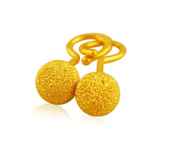 

PURE 24K YELLOW GOLD SANDSTONE BALL EARRINGS MINI STUD EARRINGS