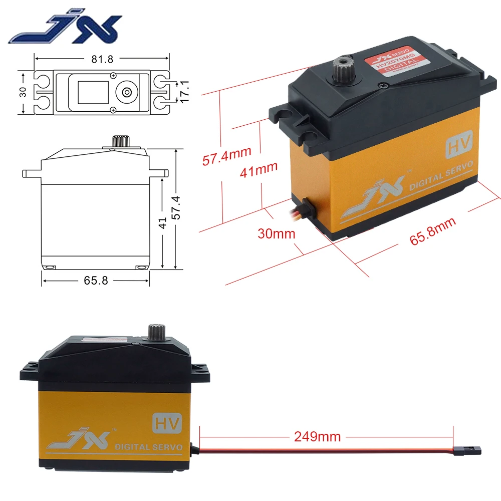 JX PDI-HV2070MG 70 кг HV Цифровой сервопривод с металлическим зубчатым приводом для 1/5 автомобилей, совместимых с SAVOX-0236 LOSI XL 5T BAJA