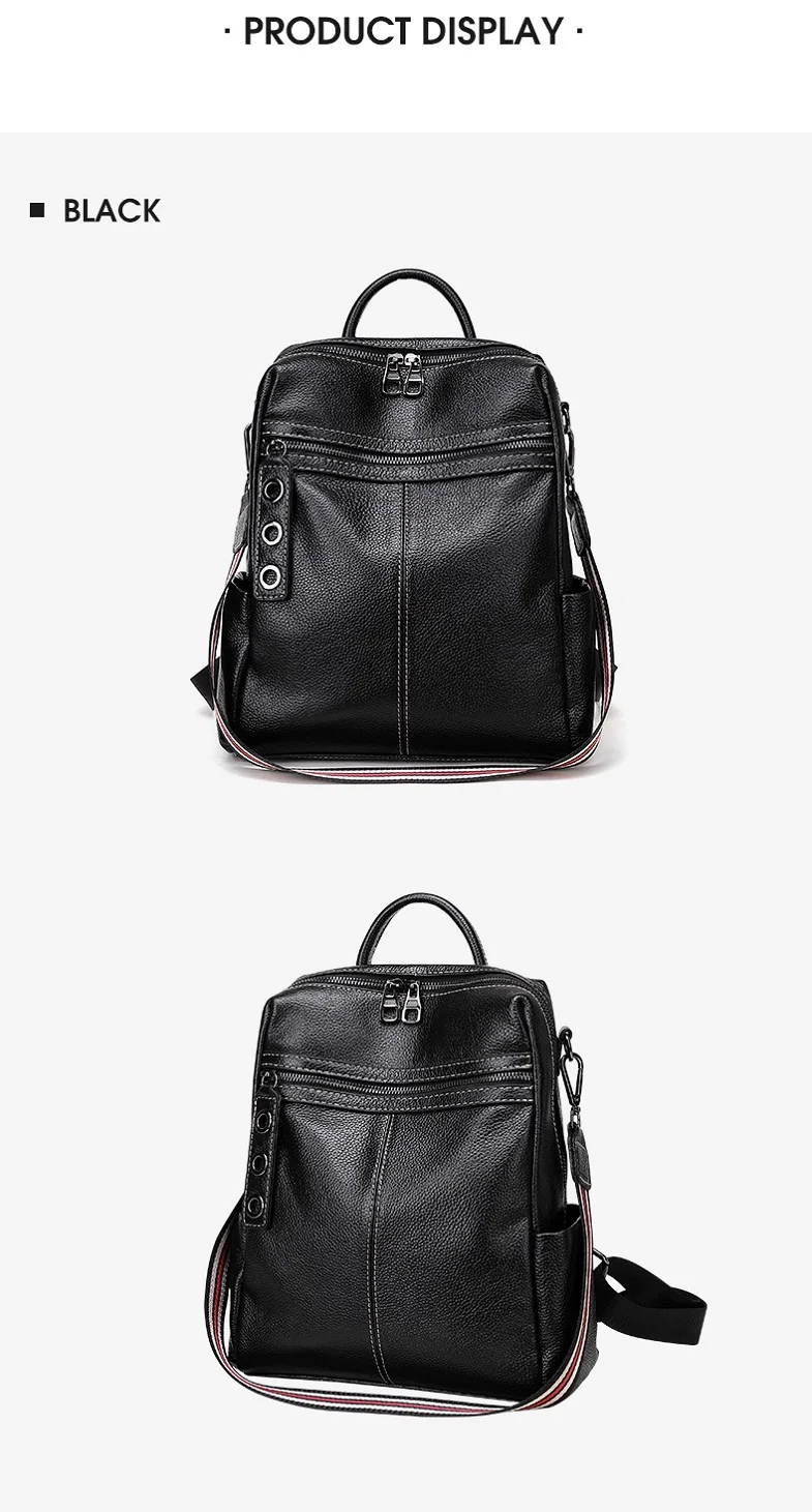 BISON DENIM женский рюкзак из натуральной кожи Модная Повседневная сумка черные сумки на плечо высококачественные рюкзаки для подростков B1854