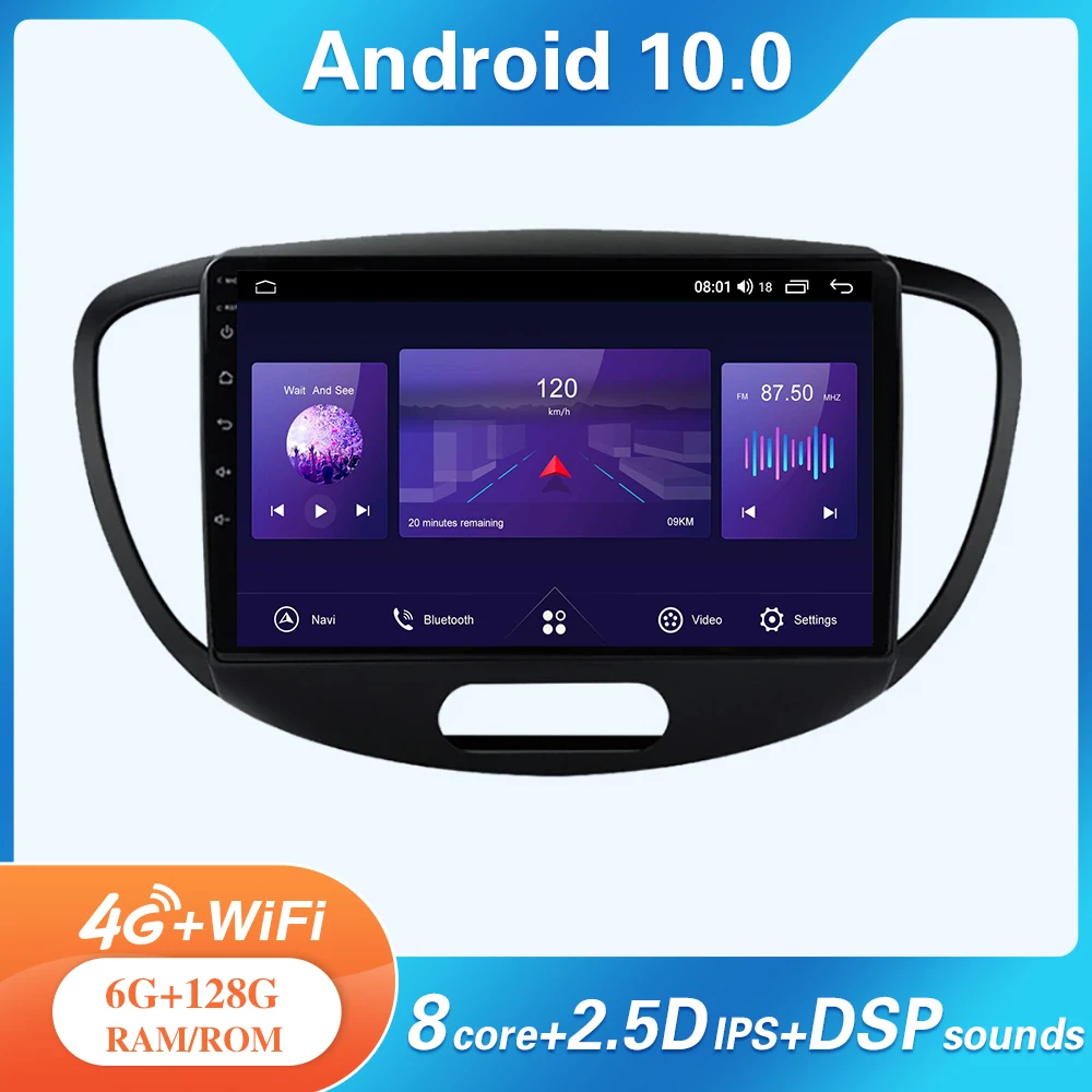 JASCO 2din 8 ядро 3G 4G 6G Wi-Fi DSP для Hyundai I10 2008 - 2013 Android 10 0 Автомобиль Радио мультимедийный