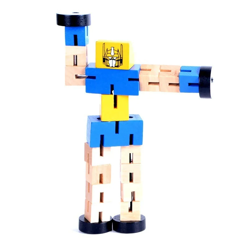

Manufacturers Wholesale Children Wood Autobots Educational Wooden Transformation Wood Robot Playing Model Toy