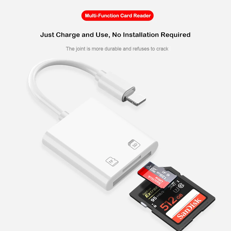 Адаптер C57 для iPhone устройство чтения карт памяти SD iOS 13 OTG TF 12 Xs X | Мобильные