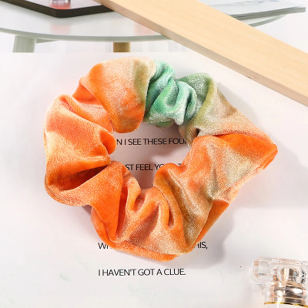 1PC Tie Dyed Scrunchie Velvet Hair Accessories For Women Girls Headbands Elastic Rubber Hair Tie Hair 5