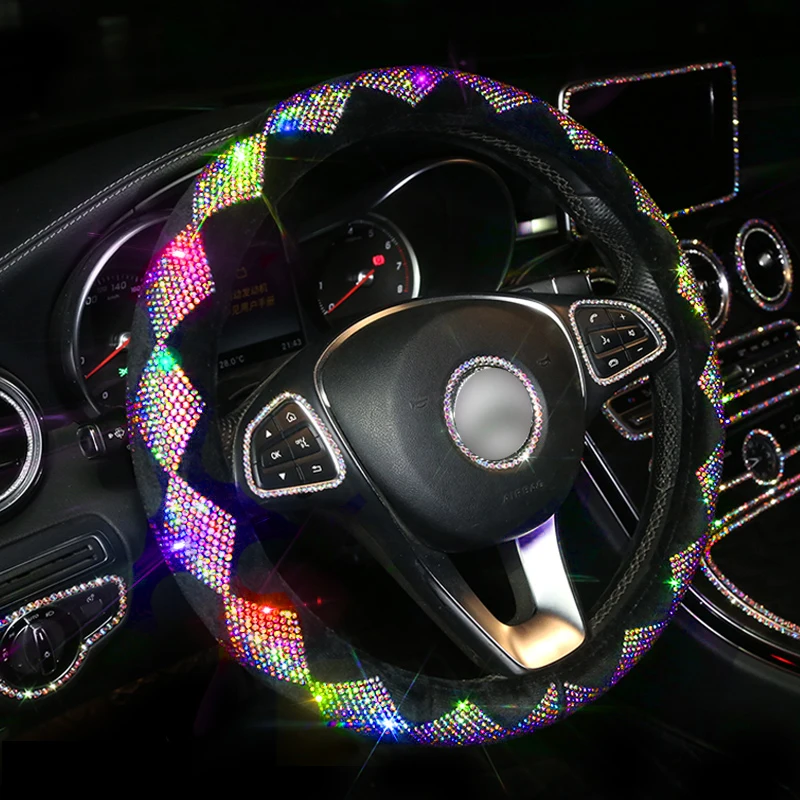 Luxury Crystal Colorful Rhinestone Car Steering Wheel Covers