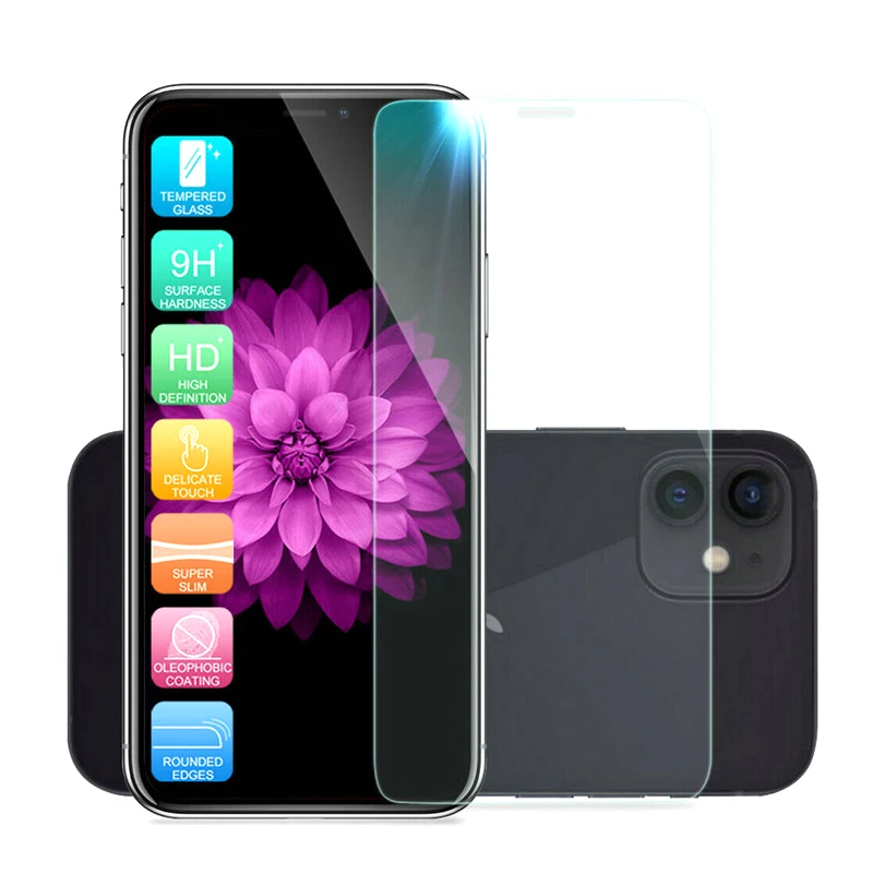 Free CN Post 100pcs 2.5D 0.3mm Tempered Glass Screen Protector for iPhone 12 Mini 5.4 Pro 6.1 6.7 XR XS Max X 8 7 6s Plus 5s SE