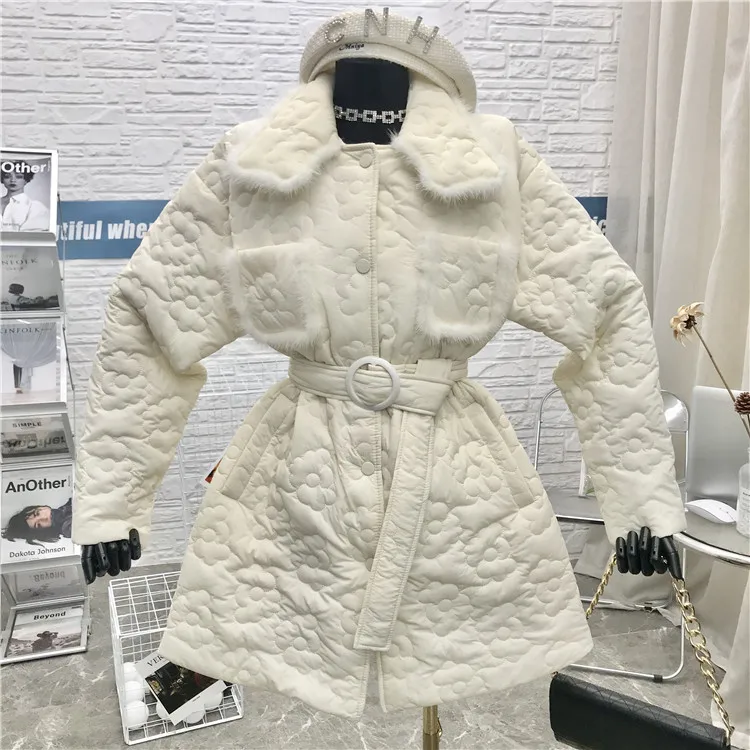 

Cotton jacket women's autumn and winter waist mid-length 2020 new loose cotton jacket thick cotton ins net red cotton coat