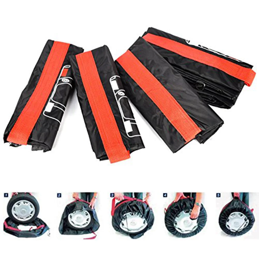 

Car Tyre Accessories Dust-proof Protector Car Spare Tire Cover Case Polyester Auto Wheel Vehicle Tires Storage Bags 1pc/4Pcs