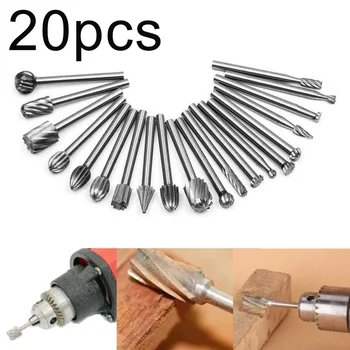 

20pcs HSS Reaming Cutting Wood Carving Burrs Shank Crafts Engraver Rotary Tool