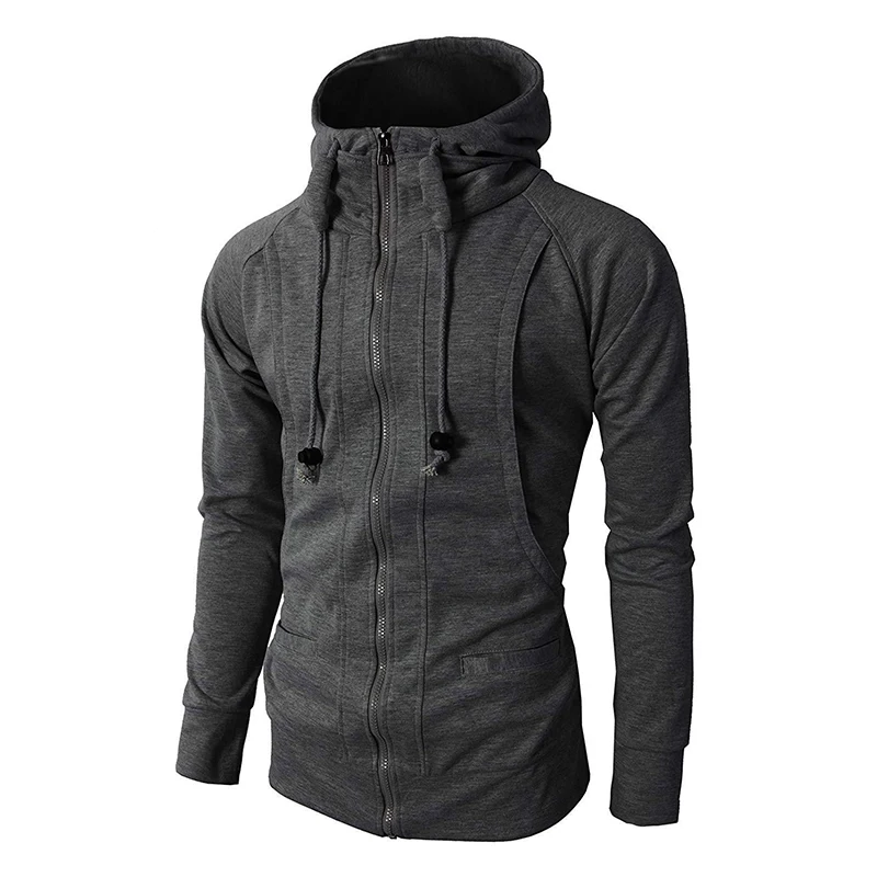 Качественная брендовая мужская Толстовка, осенняя мужская уличная одежда в стиле хип-хоп, Мужской пуловер, толстовки с капюшоном, Мужская одноцветная толстовка на молнии