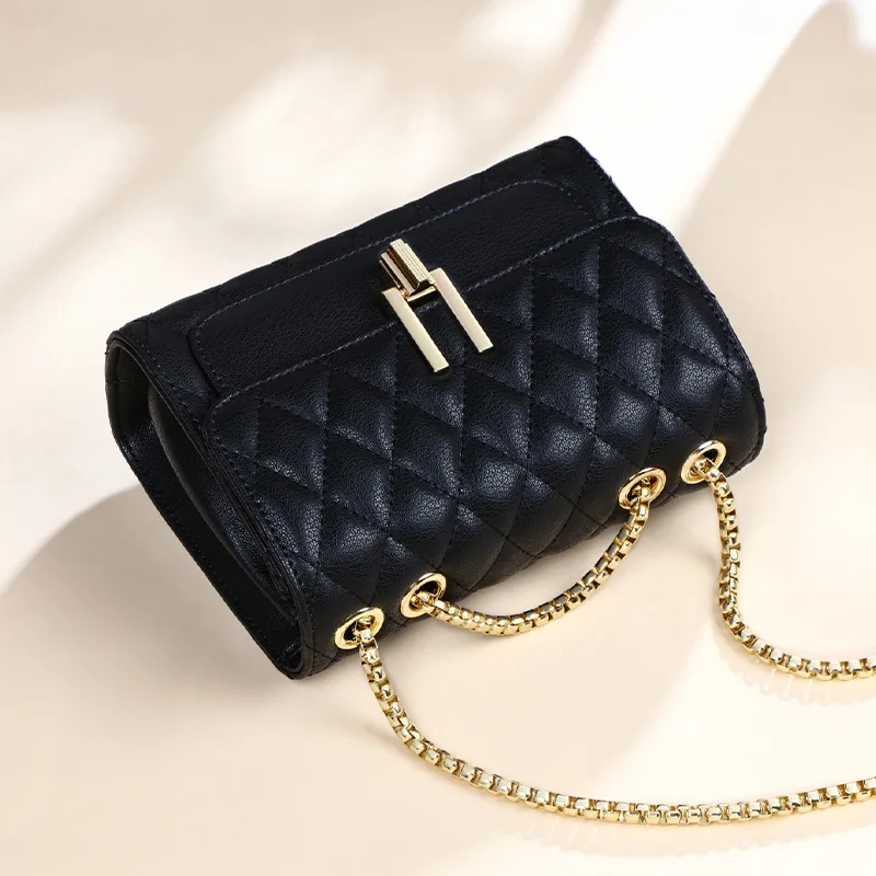 

2019 New Style WOMEN'S Bag Graceful Genuine Leather Rhombus Chain Bag Small Bag Shoulder Bag Versatile Shoulder Bag Fashion