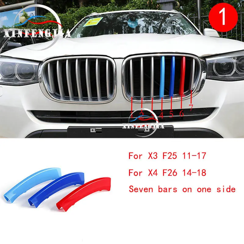 Для BMW X1 X3 X4 X5 X6 E84 E70 E71 F15 F16 F25 F26 G01 G02 G05 м 3 цвета спереди почек вентиляционные решетки решетка радиатора накладка - Название цвета: X3 X4 F25 F26