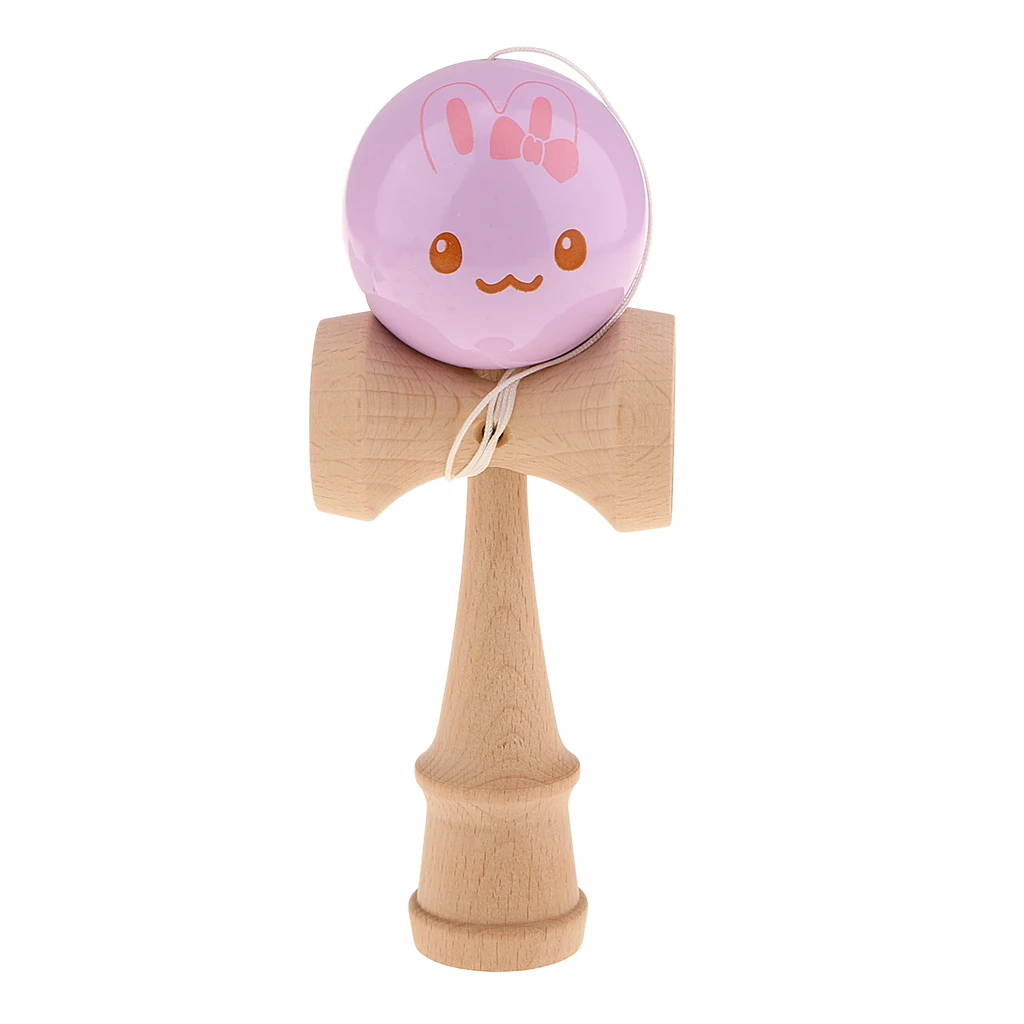 Kids Wooden Fun Printed Kendama Skill Ball Japanese Game Kid Toys Happy Face