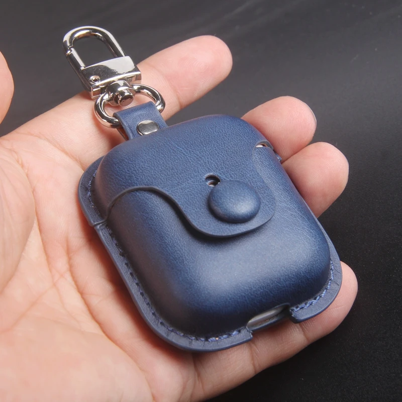 for OPPO enco free case business retro color leather protective cover keychain crazy horse series true wireless headphones case