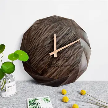 

12 Inches Creative Wall Clock Household Decorative Geometric Rose Art Wall Clock Wall Decor Wooden Clock Home Decorations