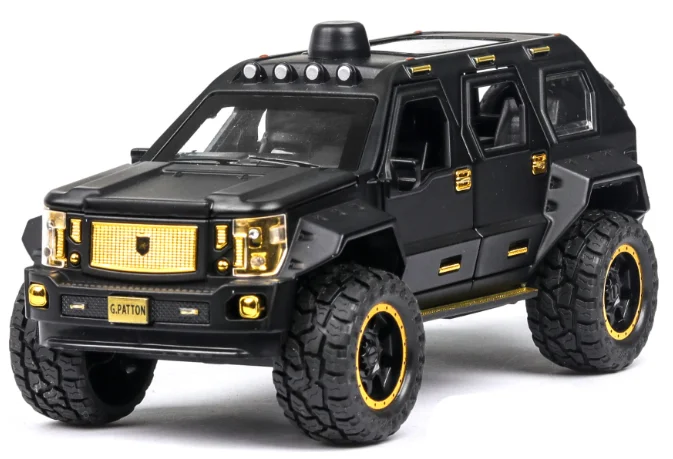Matte Black Высокая симитация 1:24 г. Паттон USSV сплав модель автомобиля литая модель игрушечного автомобиля с светильник звуковая машина для детей рождественские подарки - Цвет: Matte Black