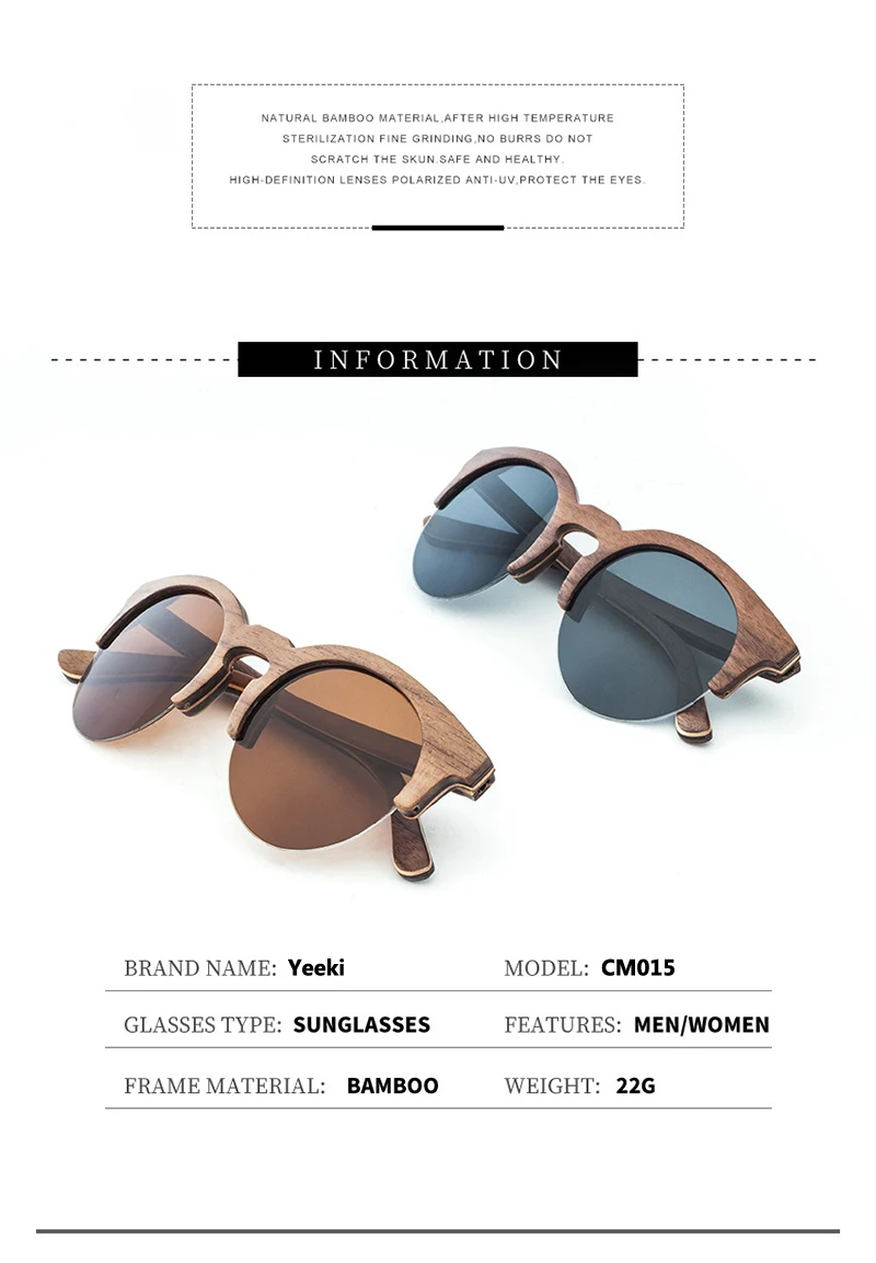 Cat Eye Wood Bamboo Sunglasses Women Fashion Mirror Sunglasses Men Brand Designer Glasses
