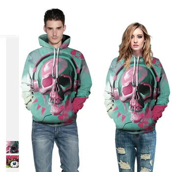 

3D Hoodie and Sweatshirts Skulls Printed Men/women Hooded Hoodies Long Sleeve Hombre Pullover Coats Sweatshirt Autumn Top