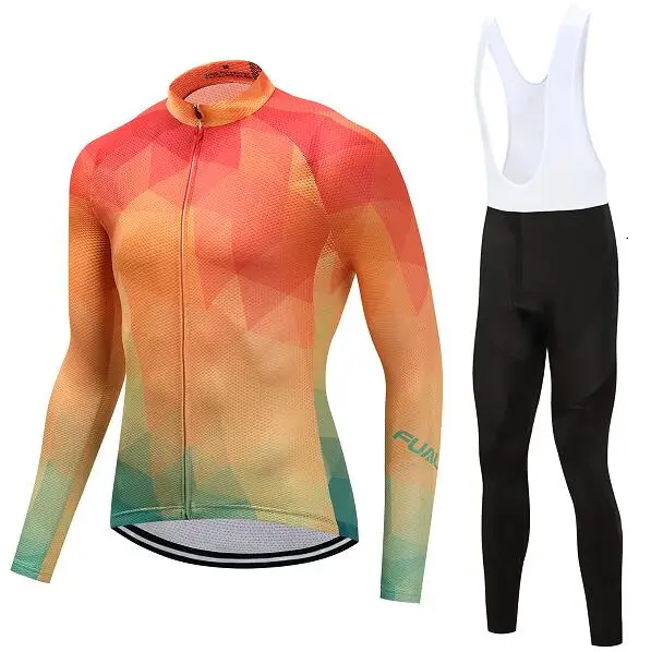 Jersey and Pants Осенняя велосипедная одежда с длинным рукавом 9D гелевая накладка велосипедный трикотажный комплект Pro велосипедная Одежда Костюм MTB одежда комплект одежды спортивная форма - Цвет: Jersey and Pants
