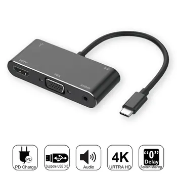 

For Laptop Stable Dual Interface Converter Charging Port USB Type C TO HDMI VGA Mobile Phone Multifunction Adapter Home Output