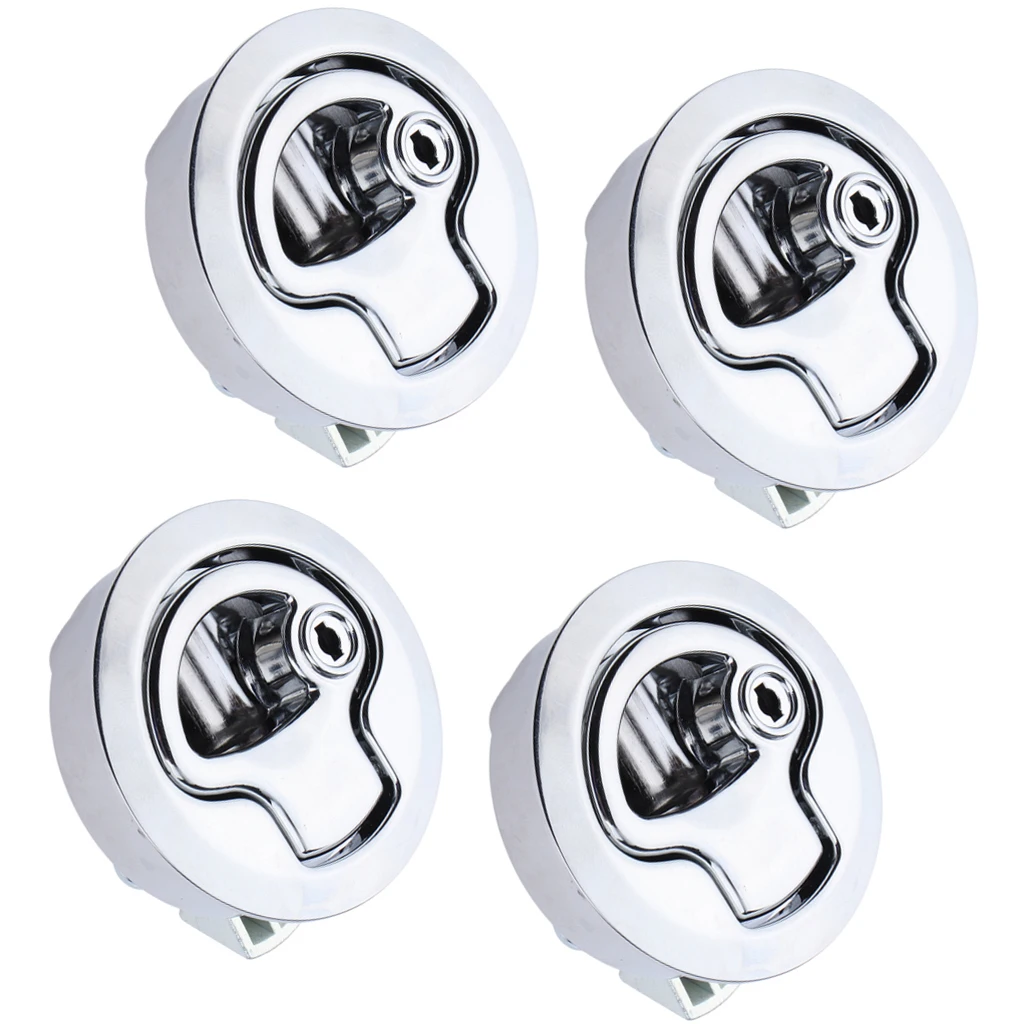 4pcs Boat Hatch Latch Pull, Marine 2 inch 50mm Flush Pull Slam Latches, 316 Stainless Steel, Round Deck Hatch for RV Yacht