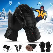 Перчатки с электроподогревом кожаные аккумуляторные батареи электрическая Подогреваемая перчатка для рук Водонепроницаемые зимние теплые перчатки на открытом воздухе