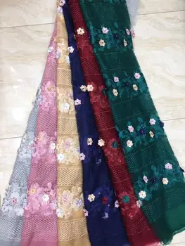 

Pink 2019 African Beaded Tulle Lace Fabric High High Quality Lace Material Net French Embroidery Nigeria Lace Fabric (7-19